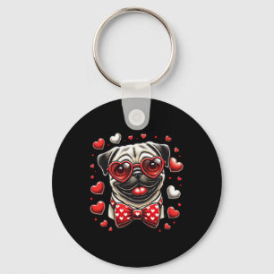 Funny Pug Heart Headnd Valentine Pug Womens Mens K Key Ring