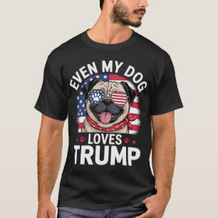 Funny pug in sunglasses lounging on a sofa with sn T-Shirt