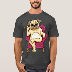 Funny pug is smoking a cigar T-Shirt