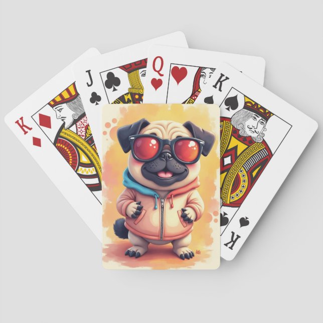 Funny Pug Kawaii Dog Playing Cards (Back)