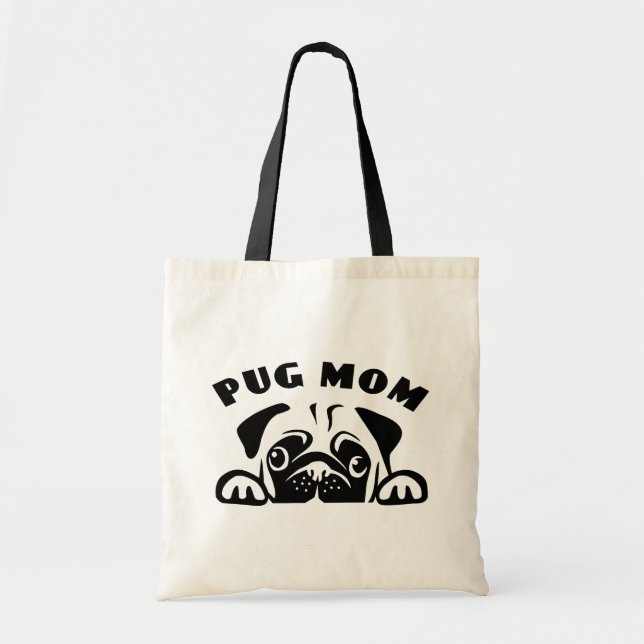 Funny Pug  Mum Cute Puppy Dog Cartoon Dogs Pup Tote Bag (Front)