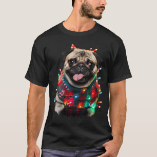 Funny pug portrait in christmas jumper T-Shirt