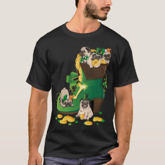 Funny Pug Puppy Saint Patricks Day Shamrock Irish  T-Shirt