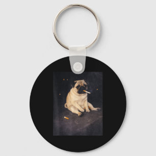 Funny pug smoking meme cigarette dog meme street key ring