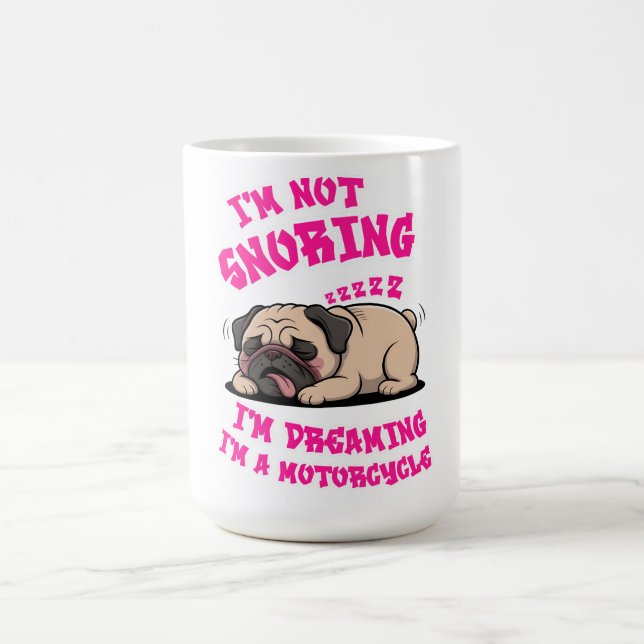 Funny Pug Snoring Motorcycle Biker Dog Lover Gift Magic Mug (Center)