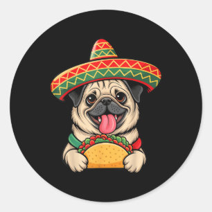 Funny Pug Taco Pug Funny Dog Lover Cinco De Mayo Classic Round Sticker