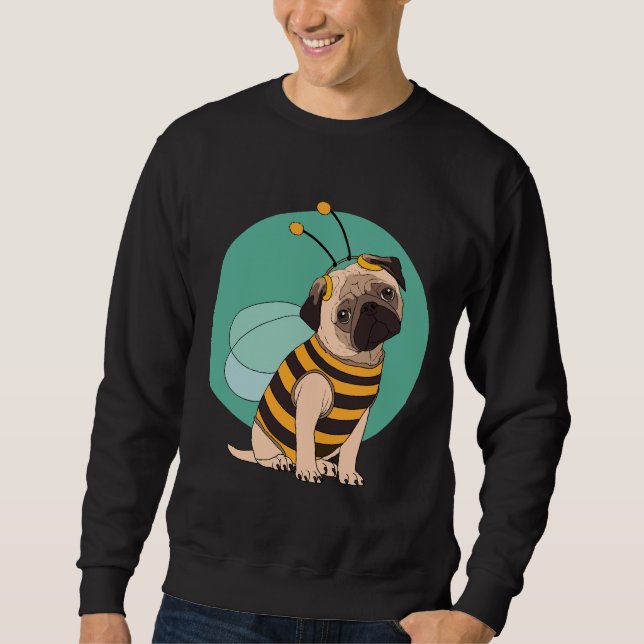 Funny Pug Wearing Halloween costume Bee Classic T- Sweatshirt (Front)
