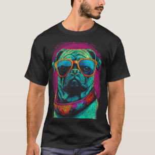 Funny Pug Wearing Sunglasses Pop Art Vintage Style T-Shirt
