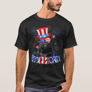 Funny Pug Wearing Sunglasses USA Flag 4th Of July  T-Shirt