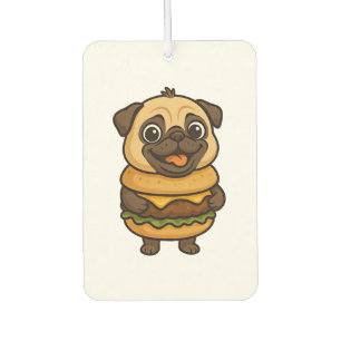 Funny pug with hamburger cheeseburger mythical cre car air freshener