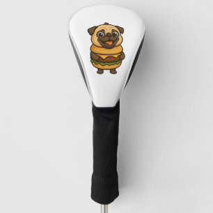 Funny pug with hamburger cheeseburger mythical cre golf head cover