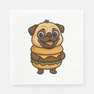 Funny pug with hamburger cheeseburger mythical cre napkin