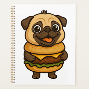 Funny pug with hamburger cheeseburger mythical cre planner