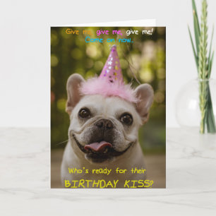 Funny Pug With Party Hat Birthday Greeting Card