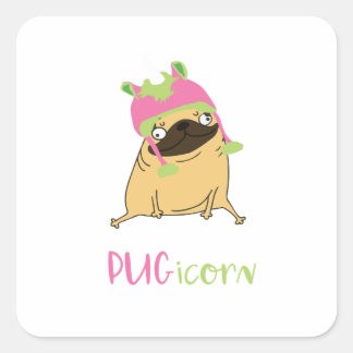 Funny Pugicorn Unicorn Pug Square Sticker