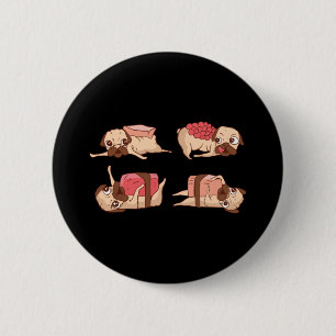 Funny Pugs Foodie Design 6 Cm Round Badge