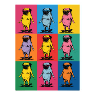 Funny Pugs on Skateboards Pop Art Grid Photo Print