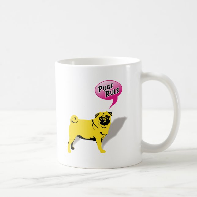 Funny Pugs Rule Gifts Coffee Mug (Right)
