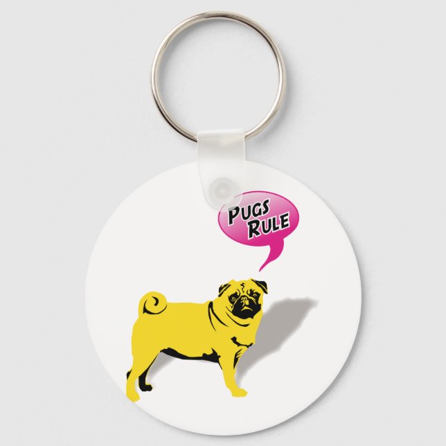 Funny Pugs Rule Gifts Key Ring (Front)