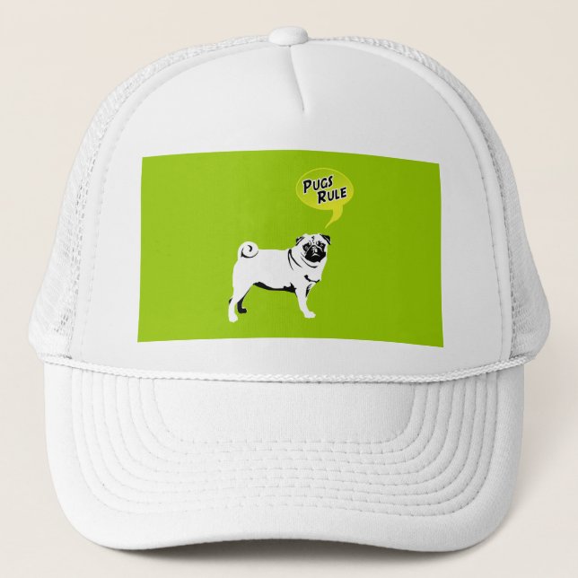 Funny Pugs Rule Gifts Trucker Hat (Front)
