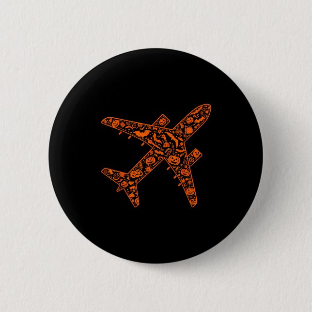 Funny Pumpkin Aeroplane Candy Halloween Mens Women 6 Cm Round Badge (Front)