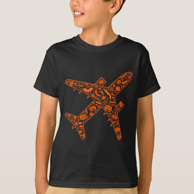 Funny Pumpkin Aeroplane Candy Halloween Mens Women T-Shirt (Front)