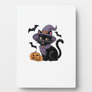 Funny Pumpkin Bat Witch Costume Black Cat Hallowee Plaque