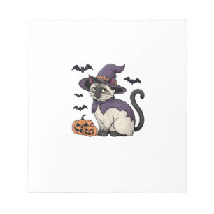 Funny Pumpkin Bat Witch Costume Cat Halloween Tank Notepad