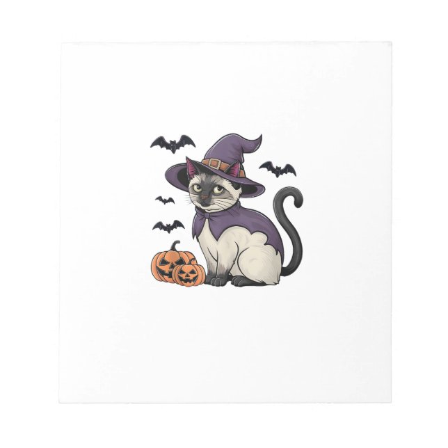 Funny Pumpkin Bat Witch Costume Cat Halloween Tank Notepad (Front)