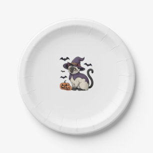 Funny Pumpkin Bat Witch Costume Cat Halloween Tank Paper Plate
