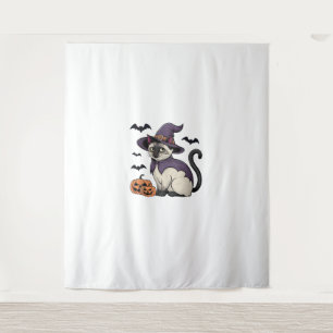 Funny Pumpkin Bat Witch Costume Cat Halloween Tank Tapestry