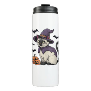 Funny Pumpkin Bat Witch Costume Cat Halloween Tank Thermal Tumbler