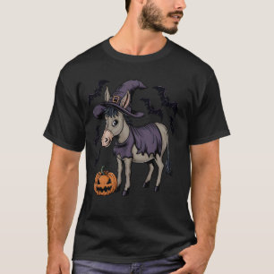 Funny Pumpkin Bat Witch Costume Donkey Halloween T-Shirt