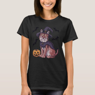 Funny Pumpkin Bat Witch Costume Lynx Halloween T-Shirt