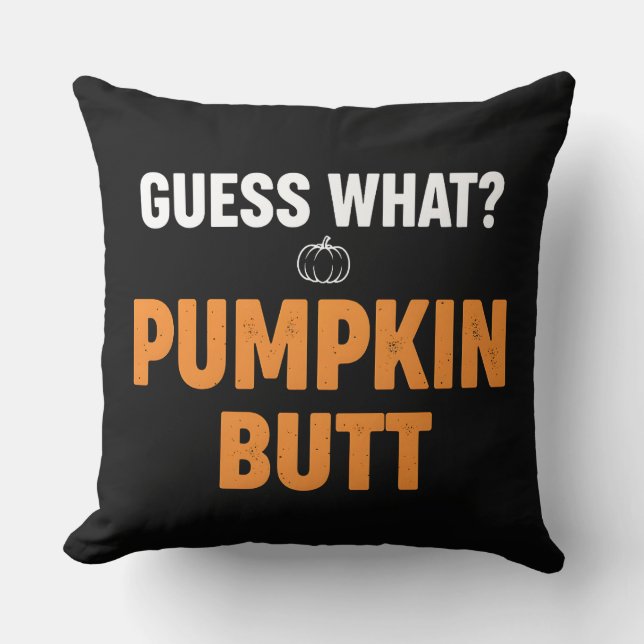 Funny Pumpkin Butt Halloween Design Cushion (Front)