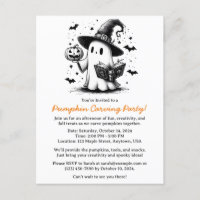 Funny Pumpkin Carving Invitation Postcard