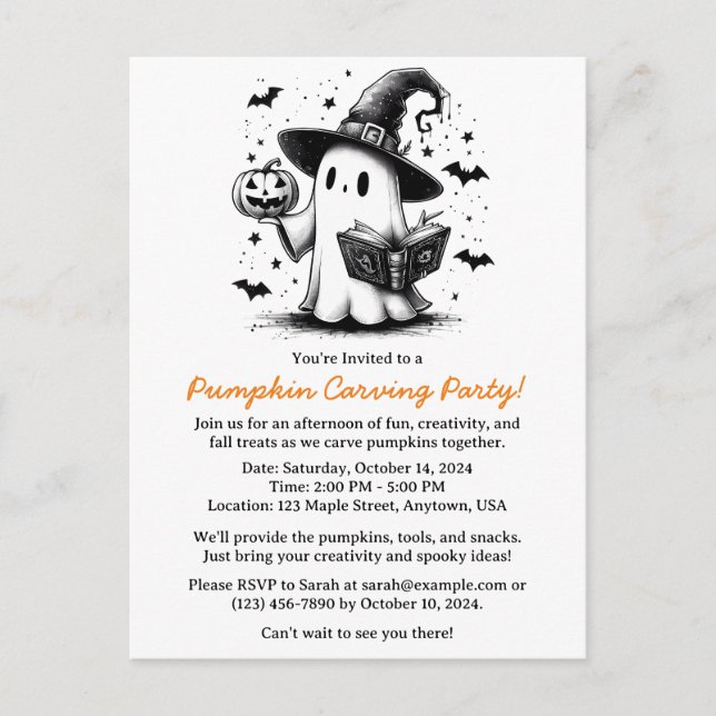  Funny Pumpkin Carving Invitation Postcard (Front)