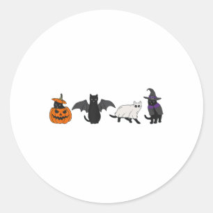Funny Pumpkin Cat Ghost Black Cat Halloween For Ca Classic Round Sticker