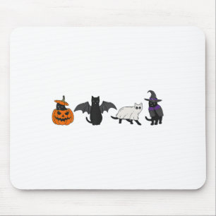 Funny Pumpkin Cat Ghost Black Cat Halloween For Ca Mouse Pad