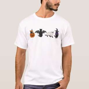 Funny Pumpkin Cat Ghost Black Cat Halloween For Ca T-Shirt