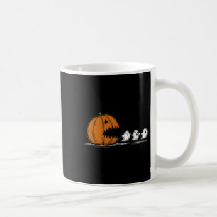 Funny Pumpkin Chasing Ghost Vintage Halloween Soky Coffee Mug