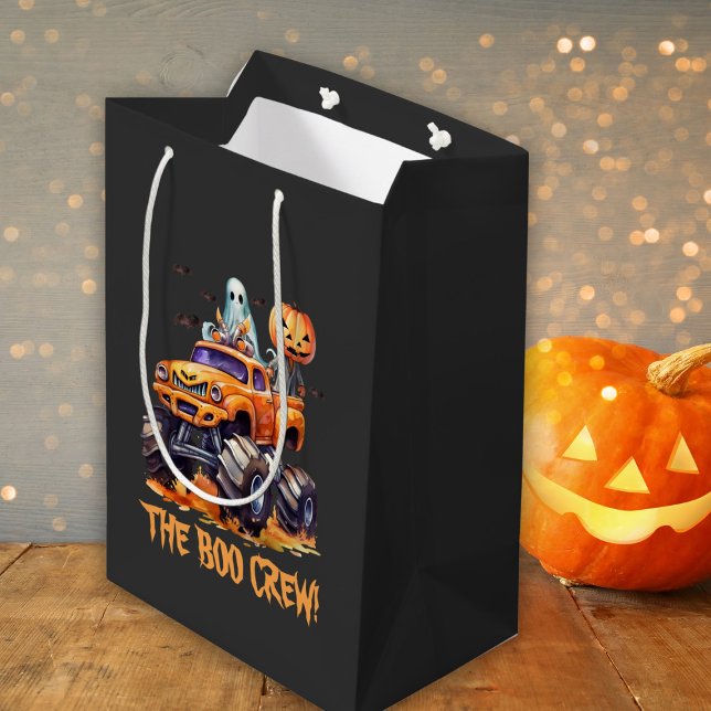 Funny Pumpkin Cute Monster Truck Modern Halloween Medium Gift Bag (Creator Uploaded)