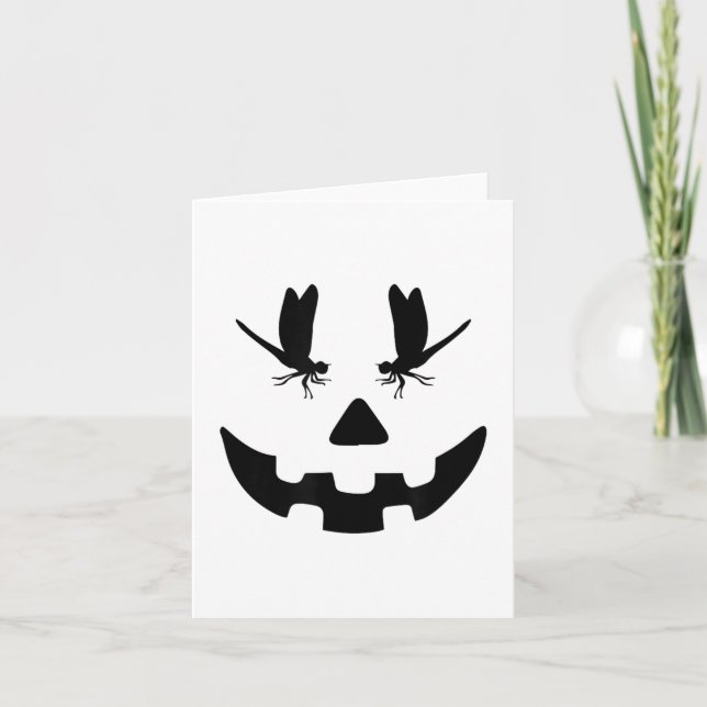 Funny Pumpkin Dragonfly Halloween _1  Card (Front)