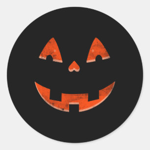 Funny Pumpkin Face Shirt For Men - Orange Hallowee Classic Round Sticker