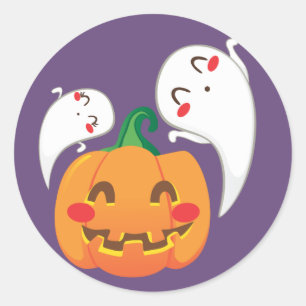 Funny Pumpkin Faces Classic Round Sticker