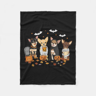 Funny Pumpkin Ghost Chihuahua Halloween Chihuahua  Fleece Blanket