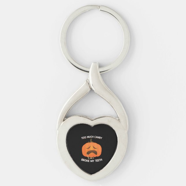Funny Pumpkin Halloween Candy Gift Key Ring (Front)