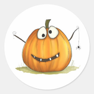 Funny Pumpkin Halloween Classic Round Sticker