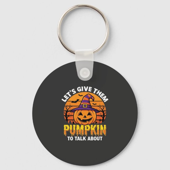 Funny Pumpkin Halloween Pun Design2 (1)_1 Key Ring (Front)