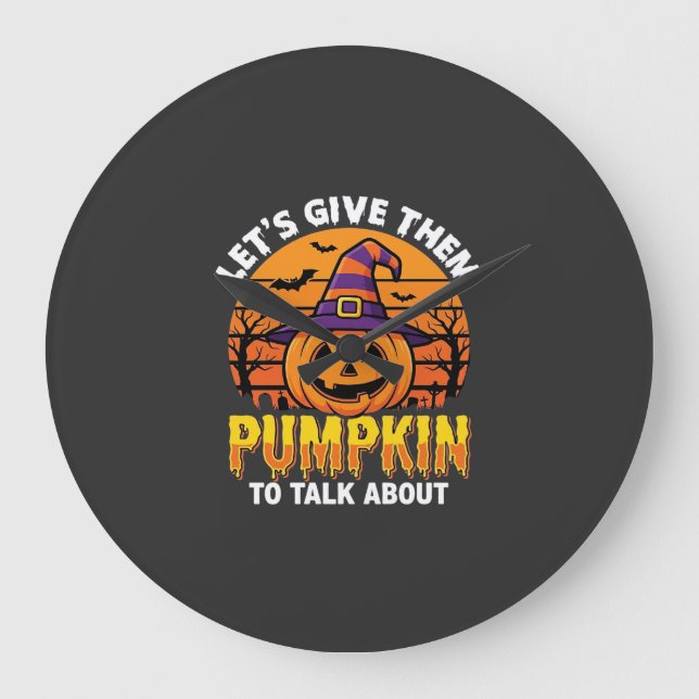 Funny Pumpkin Halloween Pun Design2 (1)_1 Large Clock (Front)